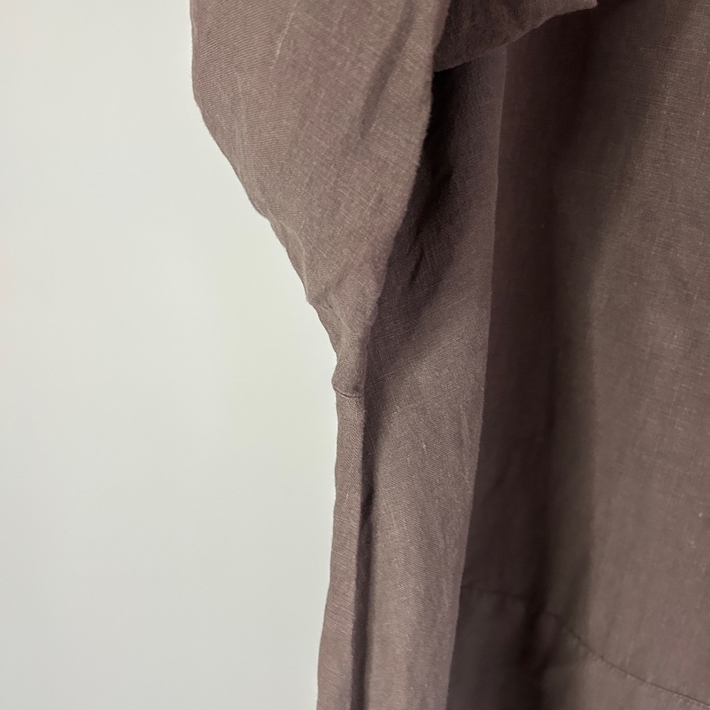 BRYN WALKER Brown 100% Linen Tunic Hoodie Oversized Lagenlook Art Wear Boho | M - Picture 6 of 14
